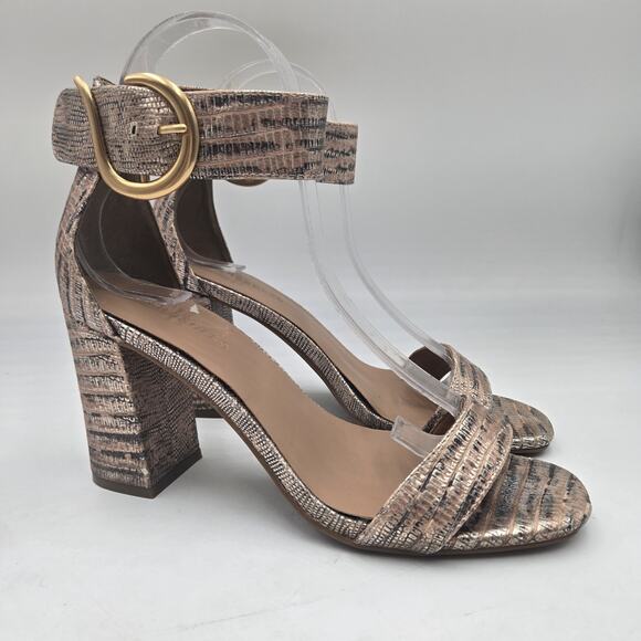 Aerosoles Landon Pink Metallic Block Heel Sandals Women Sz 8.5 Ankle Strap - Picture 1 of 7